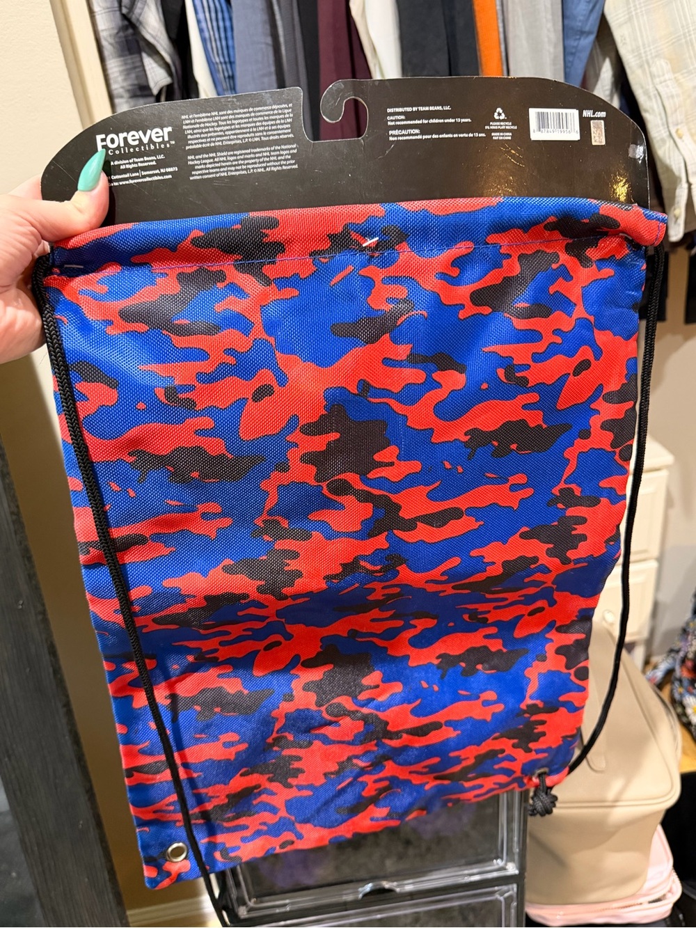 New York Rangers Drawstring Backpack - Red & Blue Camo - Picture 2 of 2
